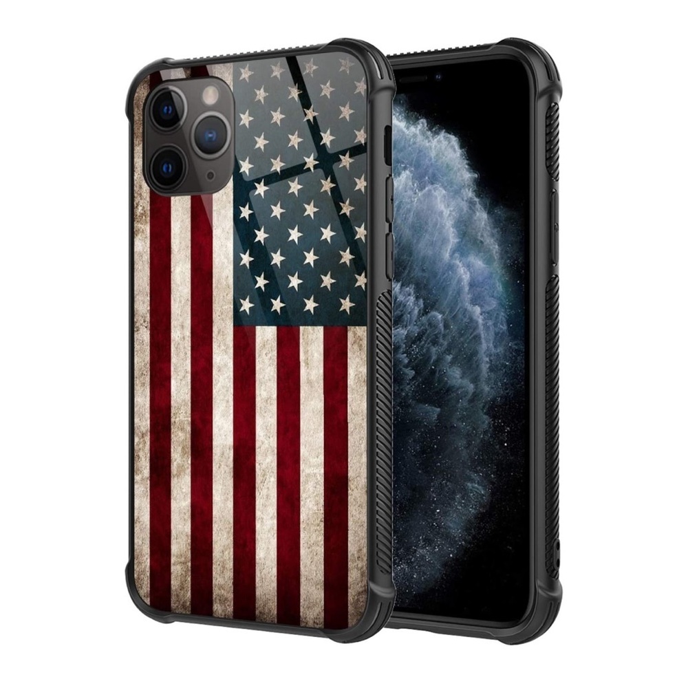 Compatible with iPhone 11 Pro Max Case,Flag Marble Drop Protection Cool Pattern